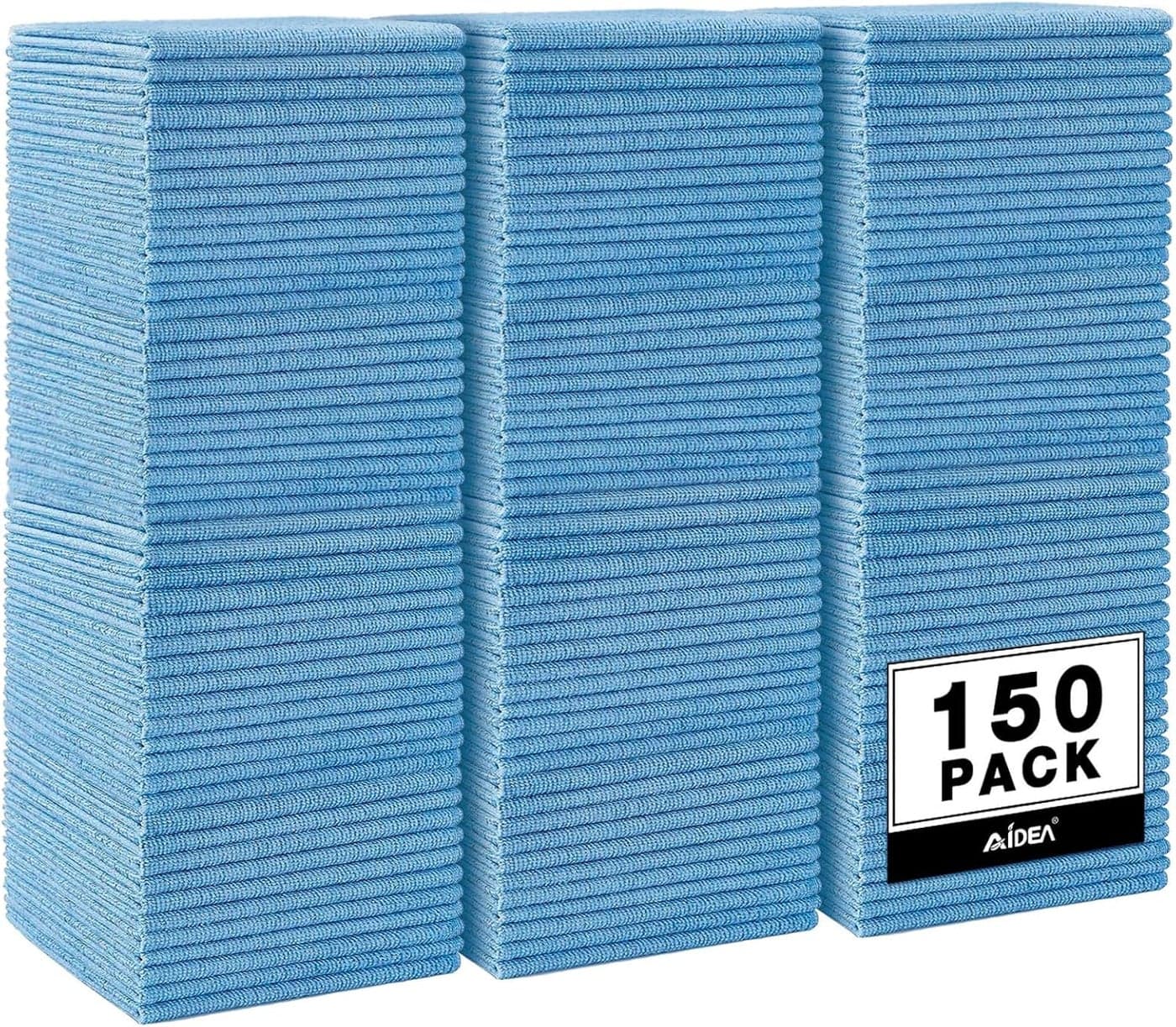 AIDEA Microfiber Cleaning Cloths - 150 Pack, Lint-Free, Absorbent Towels for Cars and Home
