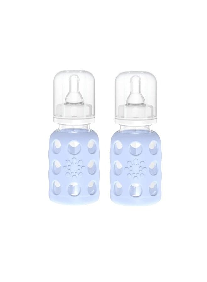 Lifefactory Glass Baby Bottle BPA Free | Protective Silicone Sleeve | 4 oz Pack of 2 | Blanket