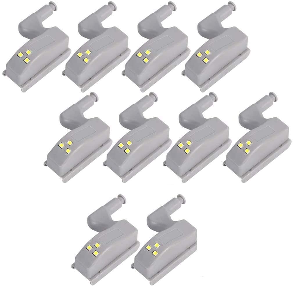 BATH CUBE ABS LED Hinges For Kitchen Cabinet Cupboard Closet Lights, 10 x Light, 10 x Screws, 10 x included battery