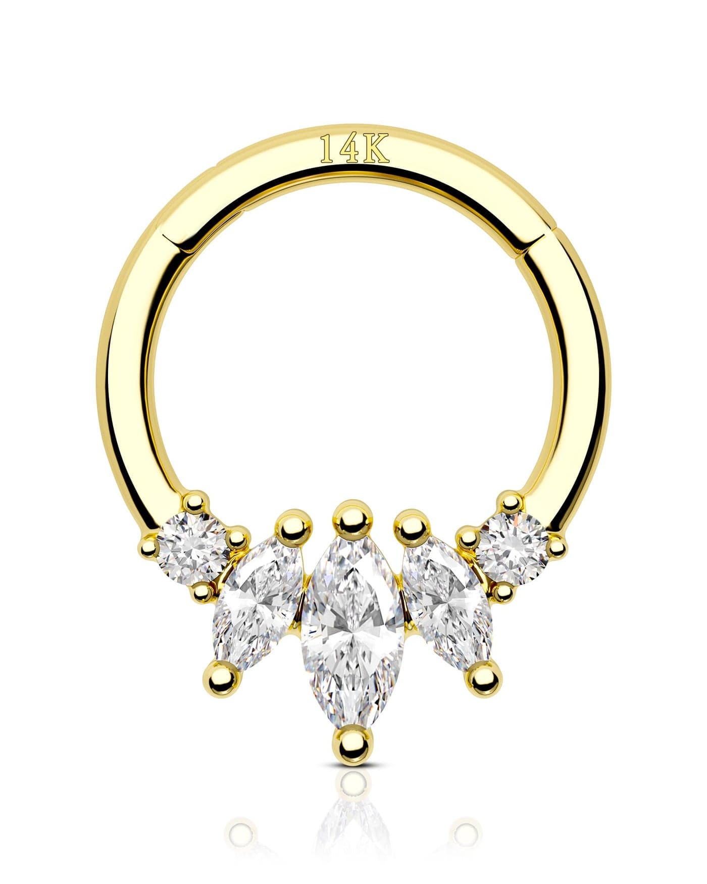 COCHARM 14K Gold Septum Rings 14K Yellow Gold Septum Piercing Jewelry 16g Septum Clicker 14kt Real Gold Daith Earrings Solid Gold Daith Piercing 8mm 14K Gold Daith Jewelry for Women Men