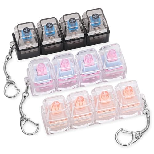 FunisFun 3 Pack Keyboard Fidget Toy for Adults Clicky Creamy Silent Fidget Clicker Keychain 4in1 Keyboard Finger Clickers for Stress Relief Anxiety at Work Travel