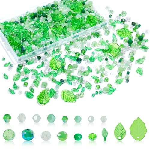 800Pcs Green Glass Beads for Plants Succulent Making and DIY Crafts Earrings Necklaces Bracelets Jewelry Making