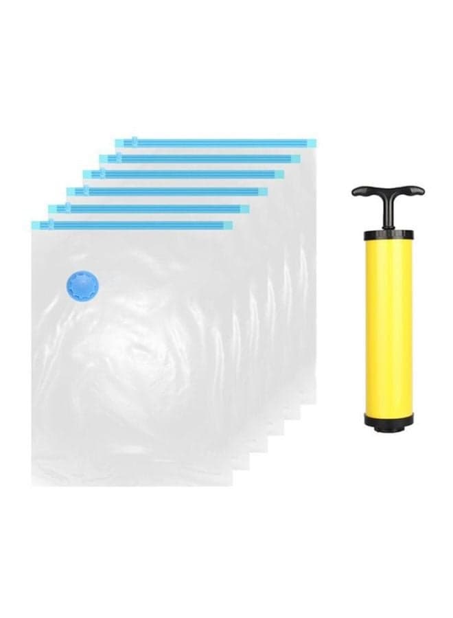 7-Piece Vacuum Storage Bag With Suction Pump Multicolour 60x80cm