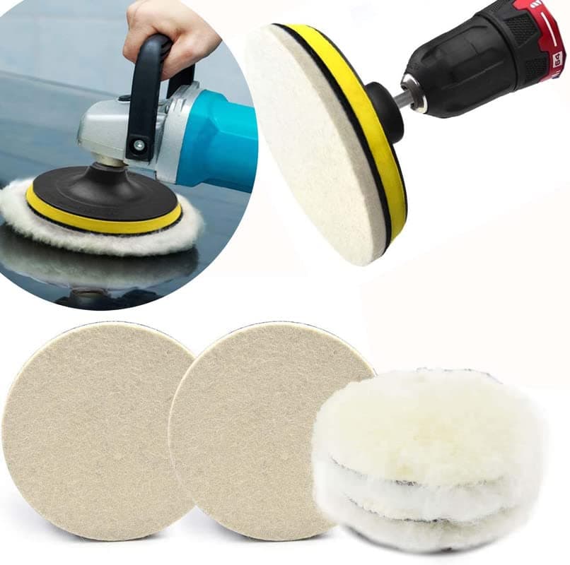 DIY Crafts 1x Felt 1x Fur 1x Nut 1x Backer Pad, 2"inch Kit, 1-7"inch Buffing Wool Felt Polishing Buffing Wheel for Drill Woolen Wax Pad Hook Plate Dr (1x Felt 1x Fur 1x Nut 1x Backer Pad, 2"inch Kit)