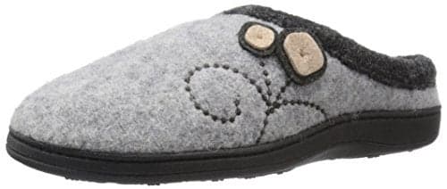 Acorn Womens IndoorOutdoor Clog Slippers Wool Upper Memory Foam Cushioning Arch Support Berber Lining Cozy House Shoes Light Grey Button 56