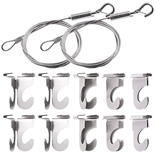 Glarks 12Pcs 2 Inch Drop Ceiling Hooks with Hanging Wire Set 10 Pack Ceiling Hangers and 2Pcs Adjustable Stainless Steel Wire with Loop and Hook for Hanging Plants Lights Decorations up to 20 lbs