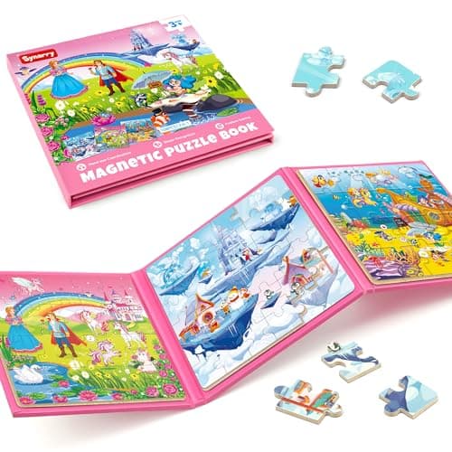 SYNARRY Unicorn Princess Mermaid Magnetic Puzzles for Toddlers 35 36 Pieces Travel Puzzles for Kids Ages 48 Easter Basket Stuffers Gifts for Kids Car Airplane Road Trip Activities Toys