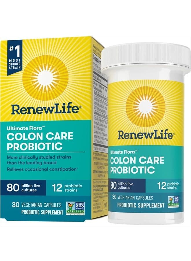 Adult Probiotics, 80 Billion CFU Guaranteed, Colon Care Probiotic Supplement for Digestive, Immune, Shelf Stable, Gluten Dairy & Soy Free, 30 Capsules