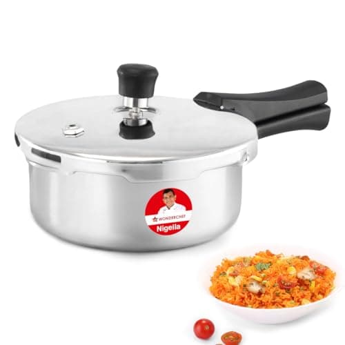 Wonderchef Nigella Triply Stainless Steel Pressure Cooker 2L, Outer Lid, Gas, Induction Compatible & Ceramic Cooktop, ISI Certified, Da Vinci Collection, Uniform Heating, 5-Year Warranty