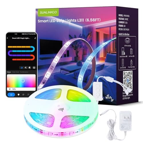 RGB+IC LED Strip Lights, Smart Bluetooth LED Light for Bedroom, Color Changing LED Strips with 44 Scene Modes(6.6ft)