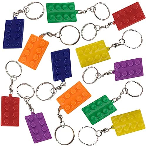 ArtCreativity Building Block Keychains Set of 12 Fun Key Chains for Backpack Purse Luggage or Pocket Book Birthday Party Favors Carnival Party Favors for Kids Great Giveaways