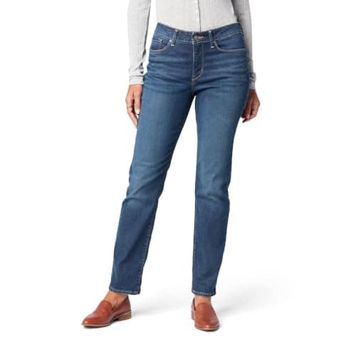 Levi Strauss Signature Women's Curvy Totally Shaping Straight Jeans Mid-Rise Stretch Denim (Available in Plus Size), Jackson Square, 12 Short