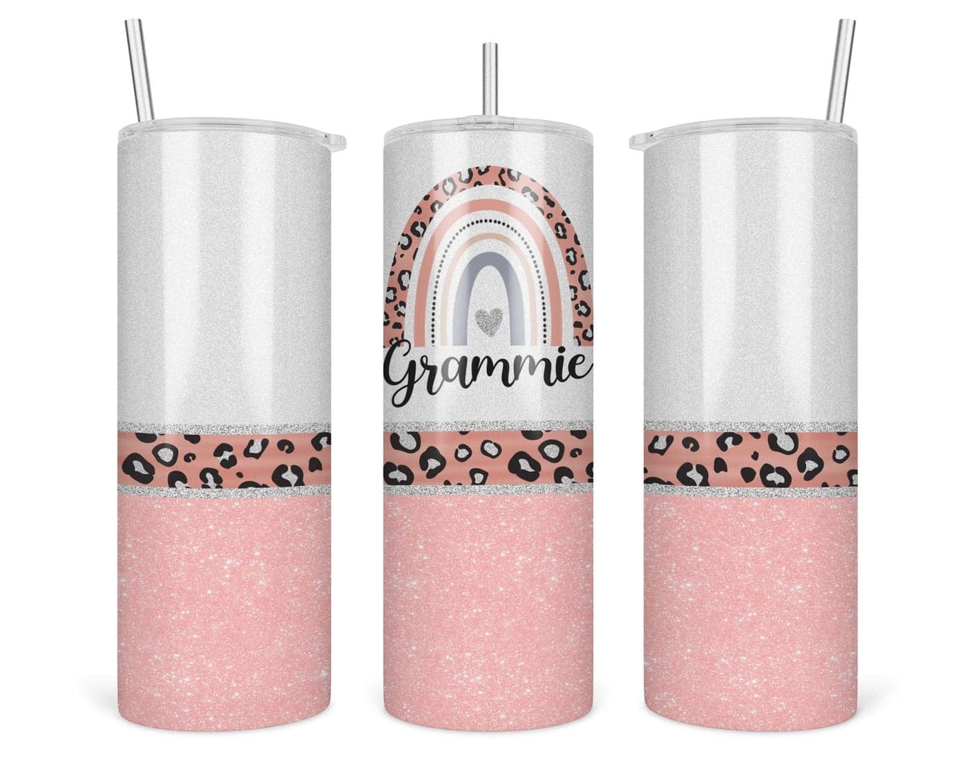TunlaStore Leopard Grammie Tumbler Grammie Rainbow Tumbler Mothers Day Gifts Grammie Leopard Rainbow Grammie Travel Cup Tumbler With Straw And Lid 20 Oz Insulated Stainless Steel White