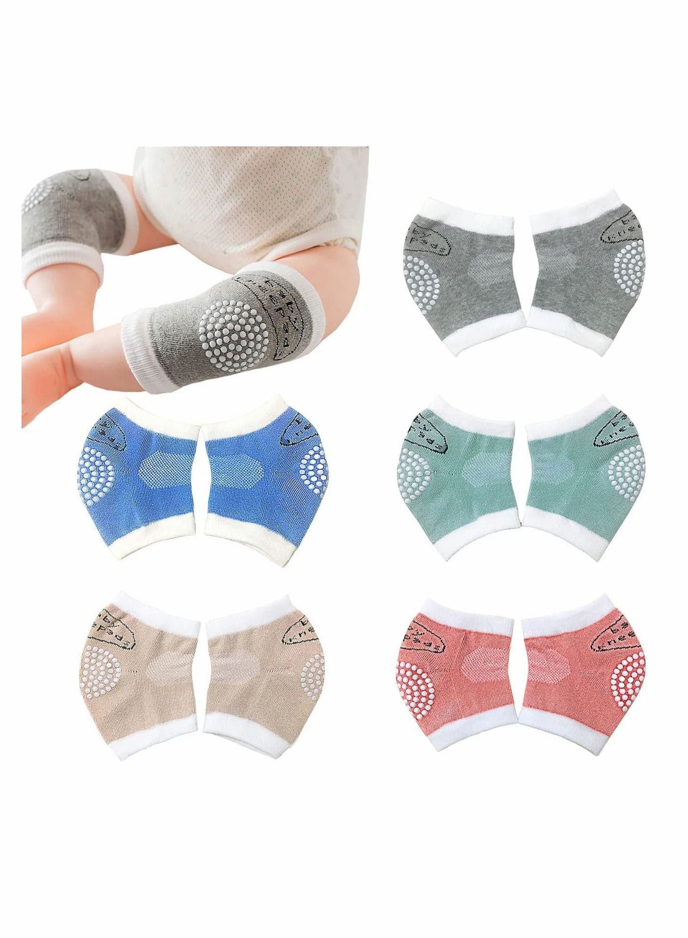 Baby Knee Pads for Crawling 5 Pairs Anti Slip Breathable High Elastic Kneepads Comfortable Protector Toddler Infant Girl Boy Crawlere Multicolor