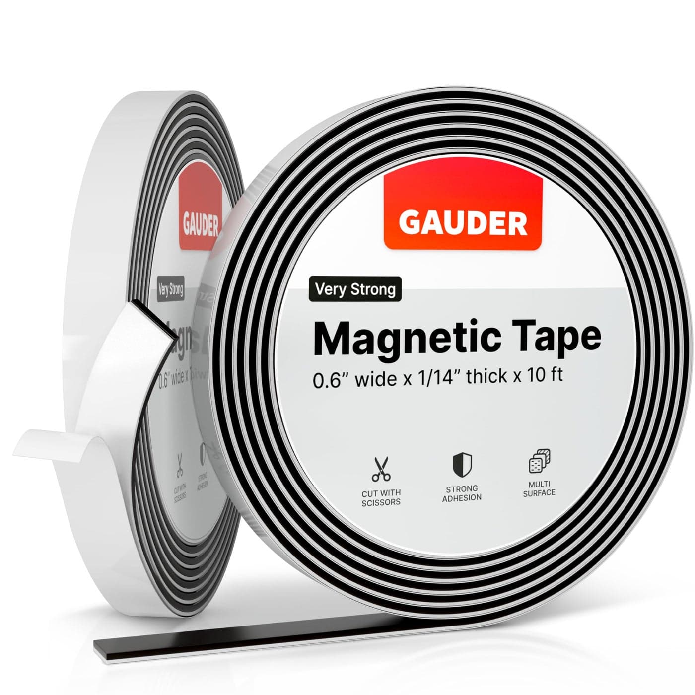 GAUDER Magnetic Tape Extremely Self Adhesive (0.6 inch x 10 ft) | Magnetic Strips | Magnet Roll