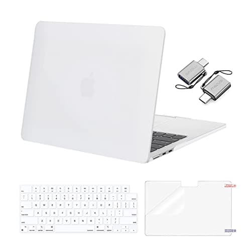 MOSISO Compatible with MacBook Air 13 inch Case M5 2026 M4 2025 M3 M2 20242022 A3449 A3240 A3113 A2681 Hard ShellKeyboard CoverScreen FilmType C for MacBook Air 136 inch Case White