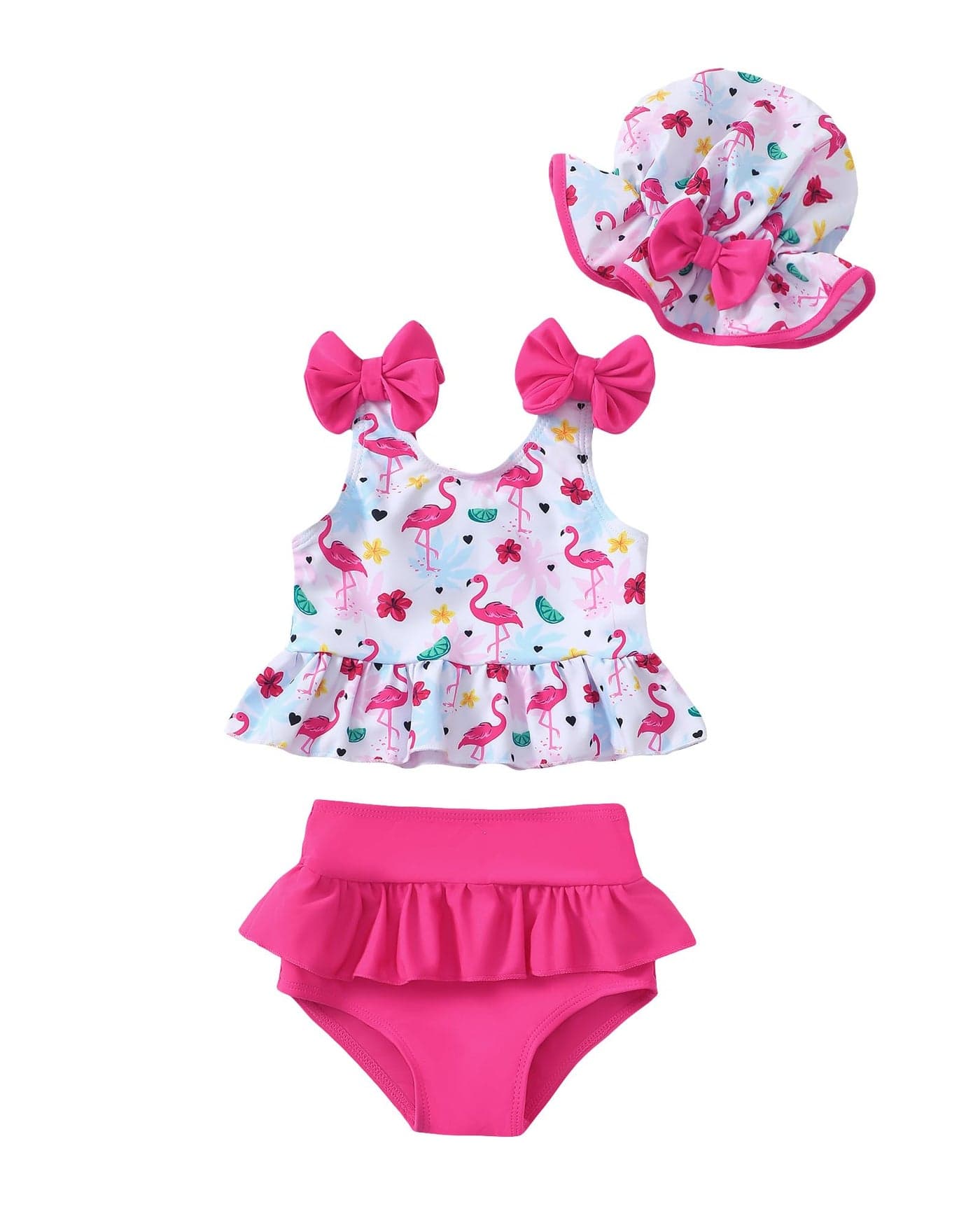 Mioglrie Toddler Baby Swimsuit Girl 12-18 Months Toddler Bathing Suit Two Piece Rose Red Tankini Baby Girl's Swimwear Summer Beach Bikini Set