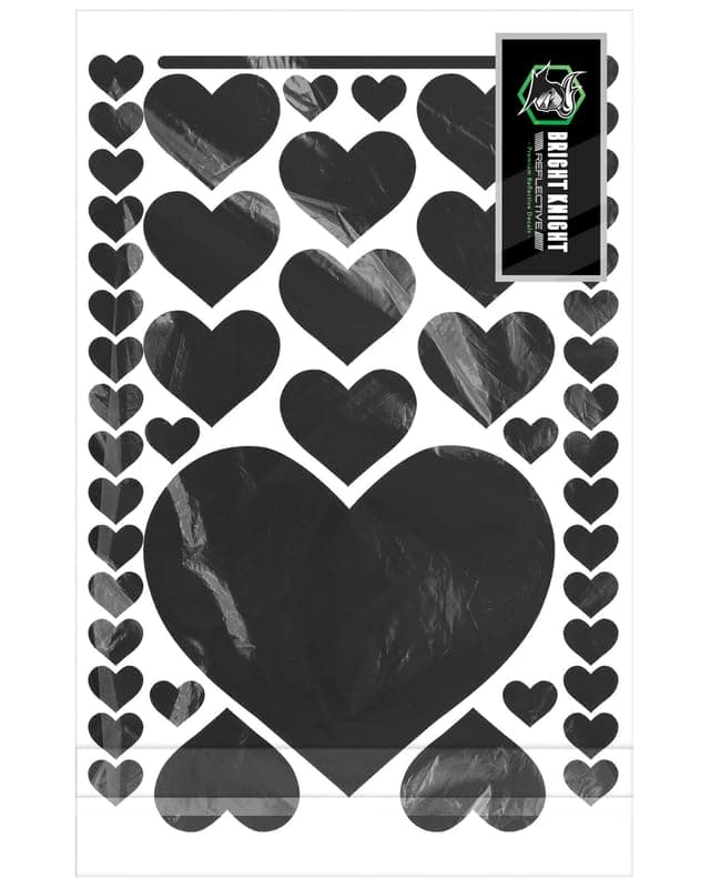 Bright Knight Decals Heart Car Decals for Women Black Retroreflective 3M Vinyl Heart Decal for Cars and Helmets Weatherproof Cute Car Stickers HighVisibility at Night Made in USA Pack of 1