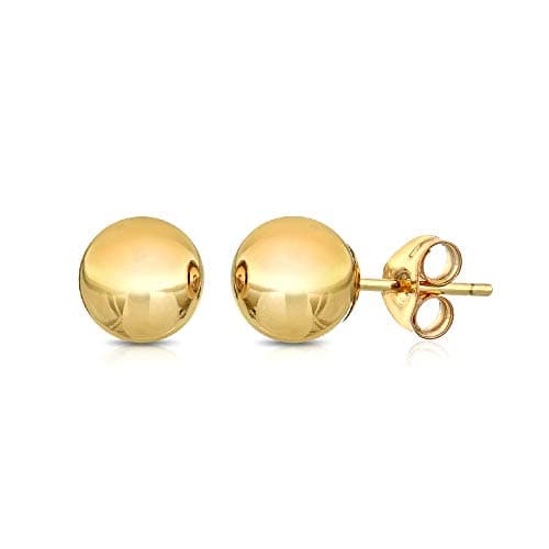 Pori Jewelers Premium 14K Yellow Gold 5MM Ball Stud Earrings - Butterfly Backings