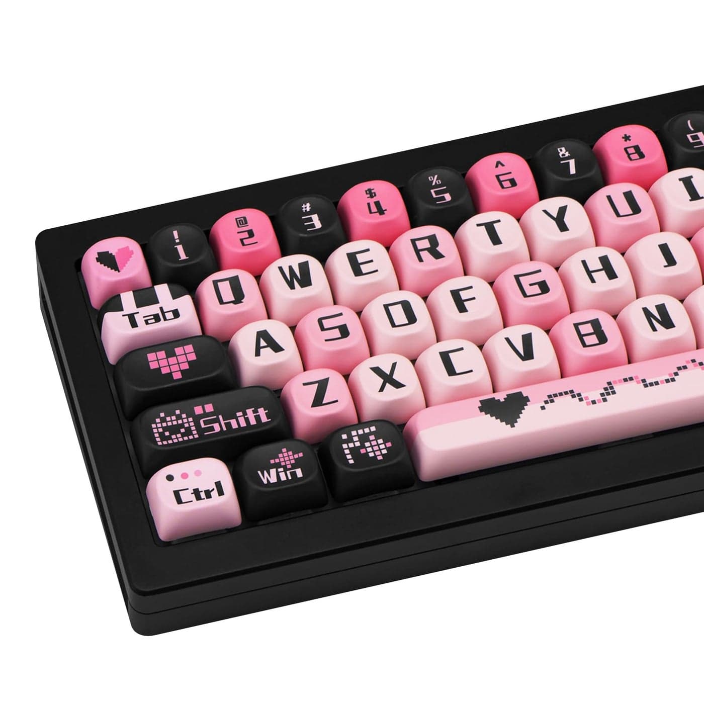 COOMICKEY 131 Keys PBT Keycaps DyeSublimation Black and Pink MOA Profile Custom Cute Keycaps for Cherry Gateron MX Swithes Mechanical Keyboards
