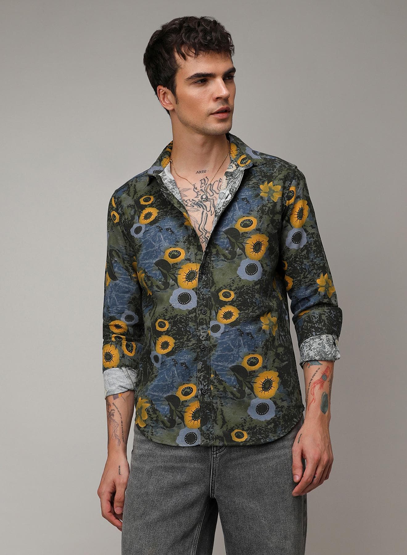 Men's Multicolour Botanical Abstract Shirt