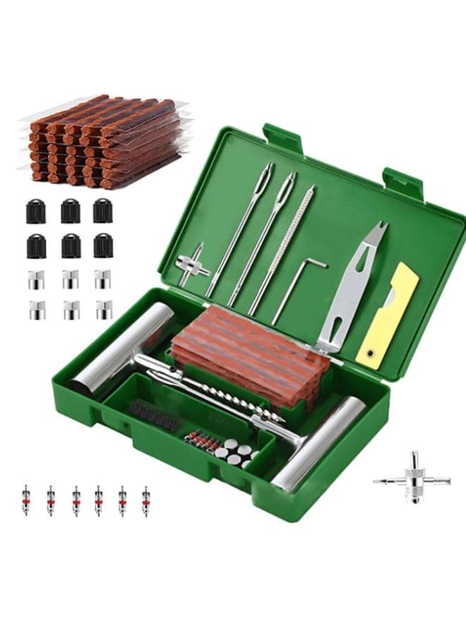 All-in-One Tire Repair Kit: 58-Piece Set for DIY Puncture Fixes Works on Cars, Bikes, Trucks, Even in Rain or Snow