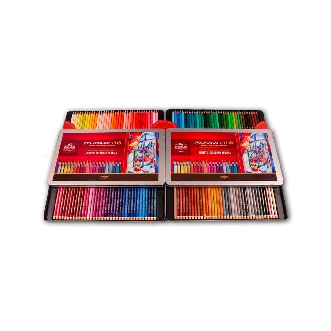 KohINoor Polycolor Artists Coloured Pencils Assorted Set of 144 in Tin Box