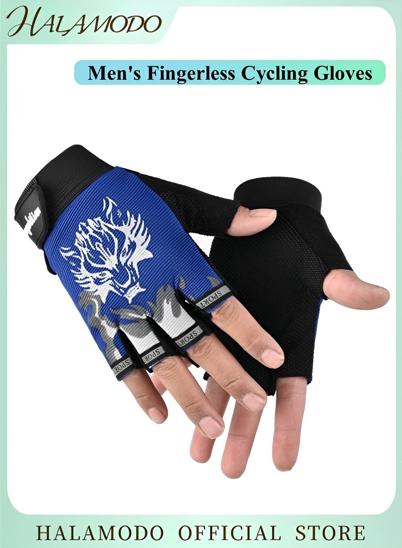 Men's Fingerless Cycling Gloves Mittens Breathable Non-Slip Shock-Absorbing Riding Bike Gloves Fishing Bicycle Roller Skating Hunting Climbing Half Finger Outdoor Sports Gloves