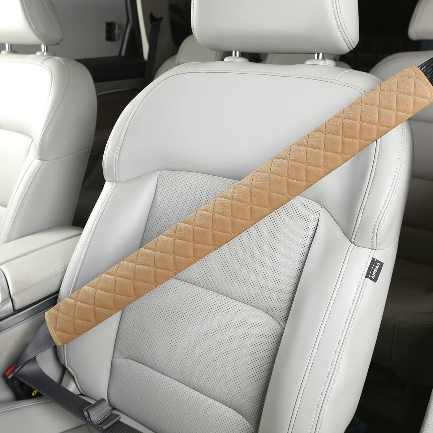 HighnessHwoo Extra Long Seatbelt Covers for Adults Kids Women Men Soft Car Seat Belt Strap Cushion for for truck bus drivers only Shoulder Neck Chest Protector Pads 1pc Beige 255in