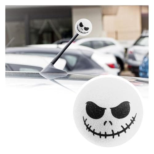 Halloween Skull Spooky Smile Car Antenna TopperCute Antenna Toppers for Vehicles as Halloween Cars DecorFunny Antennas Balls for Cars Exterior Accessories Fit Car Truck SUV White