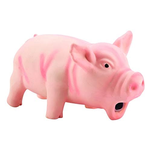 Ichiias Dog Chew Toy Squeaky Pig Dog Toys Latex Grunting Pig Sound Play Dog Toy Cute Pig Grunting Squeak Latex Interactive Squeak Funny Cute Dog Toy Pet Dog Puppy ToyPink