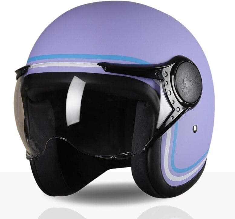 TVS MissFit Women's Open Face Helmet | Lightweight Shell | Pastel Colors Designed Exclusively for Women | Extreme Comfort Fit for Girls | Clear Visor | DOT & ISI Certified (Lilac/S)