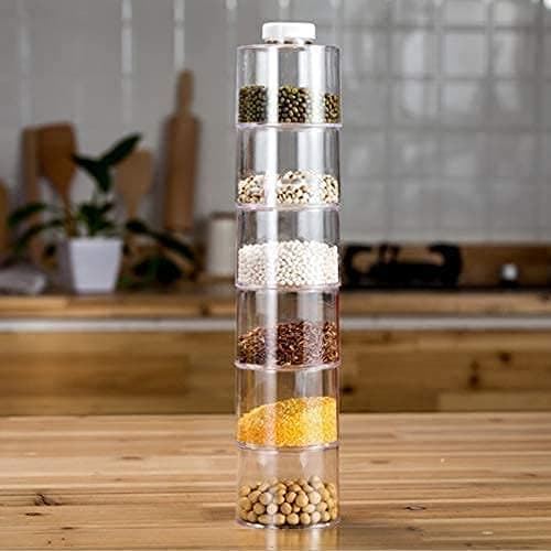 Ritmo 6 PCS Spice Jar Pepper Shaker Box Spice Tower Herb Spice Tools Transparent Seasoning Cans Kitchen Rack Condiment Bottle Transparent Material