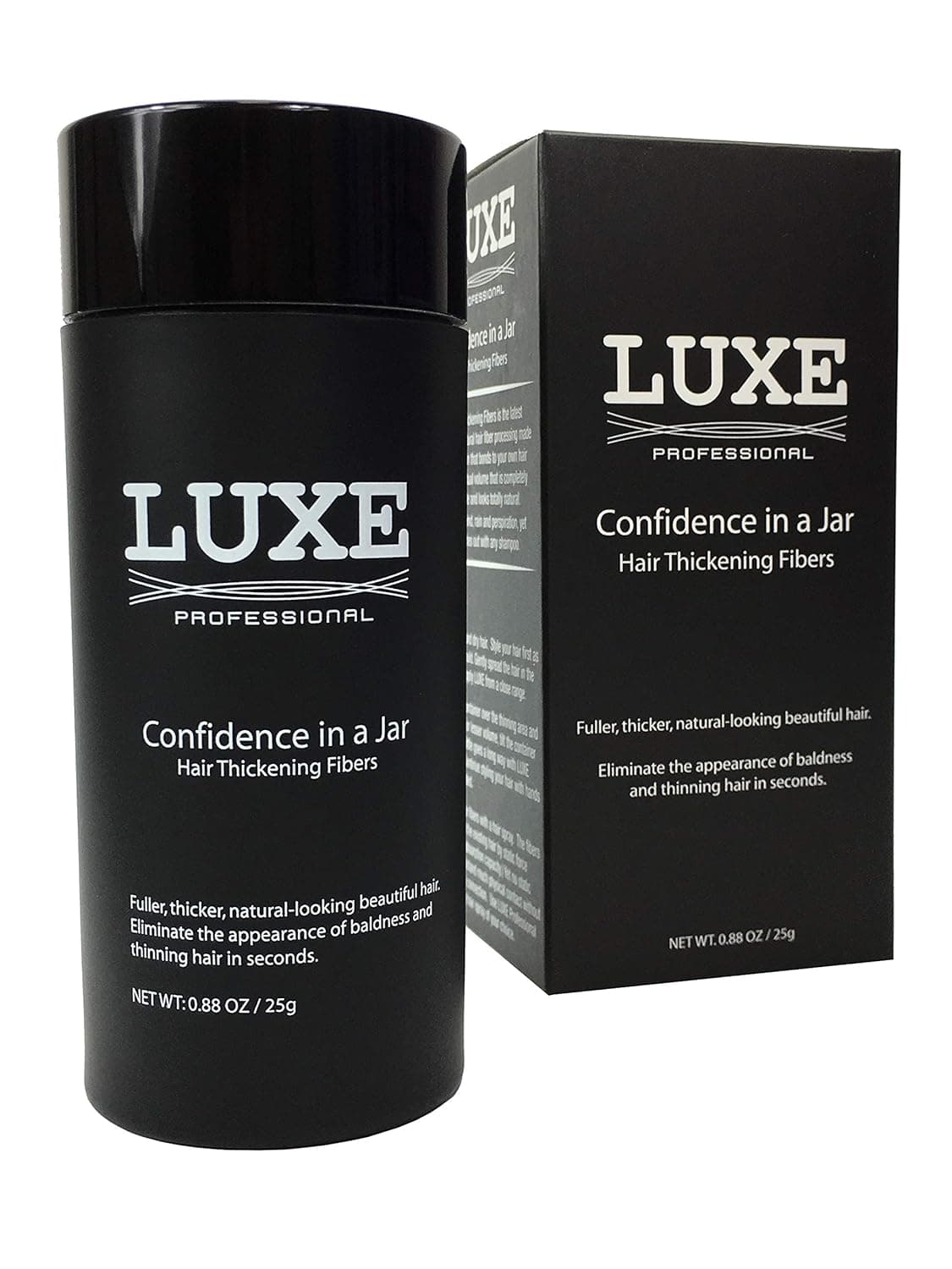 LUXE Hair Thickening Fibers - CONFIDENCE IN A JAR – 2 Months+ Supply! – Hypoallergenic, Dermatologist Tested – Multiple Colors Available (White)