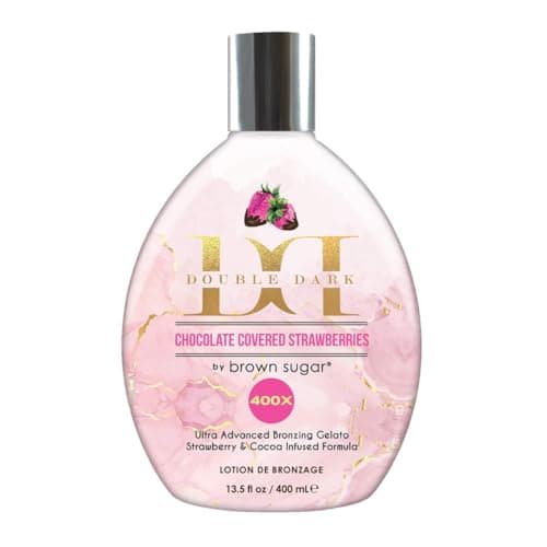 Brown Sugar Double Dark Chocolate Covered Strawberries 400X Ultra Advanced Bronzer Tanning Lotion for Deep Decadent Color and Silky Smooth Skin 135 oz
