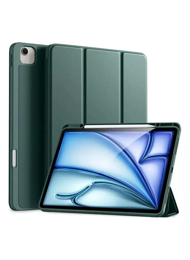 Pine Green Trifold Case for iPad Air 13" M2 (2024) & iPad Pro 12.9" (6th/5th/4th Gen) with Pencil Holder & TPU Protection