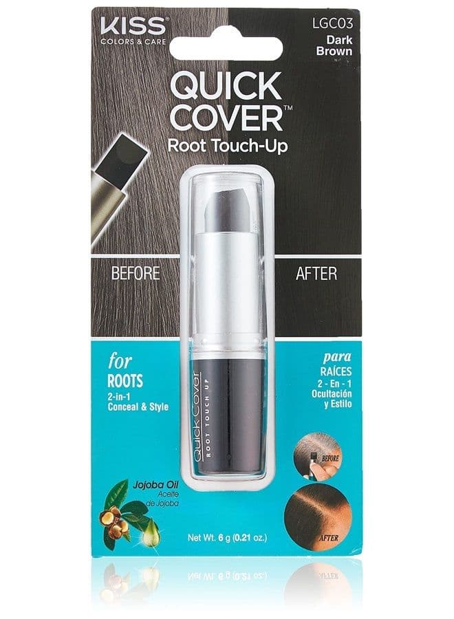 RED by Kiss Quick Cover Root Touch Up Stick Type Water-Resistant Temporary Gray Concealer Cover Up Brush for Hair and Beard (Dark Brown)