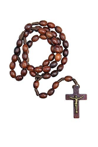 Intercession First Wood Rosary - Made in Brazil (Walnut - 6/8mm Beads