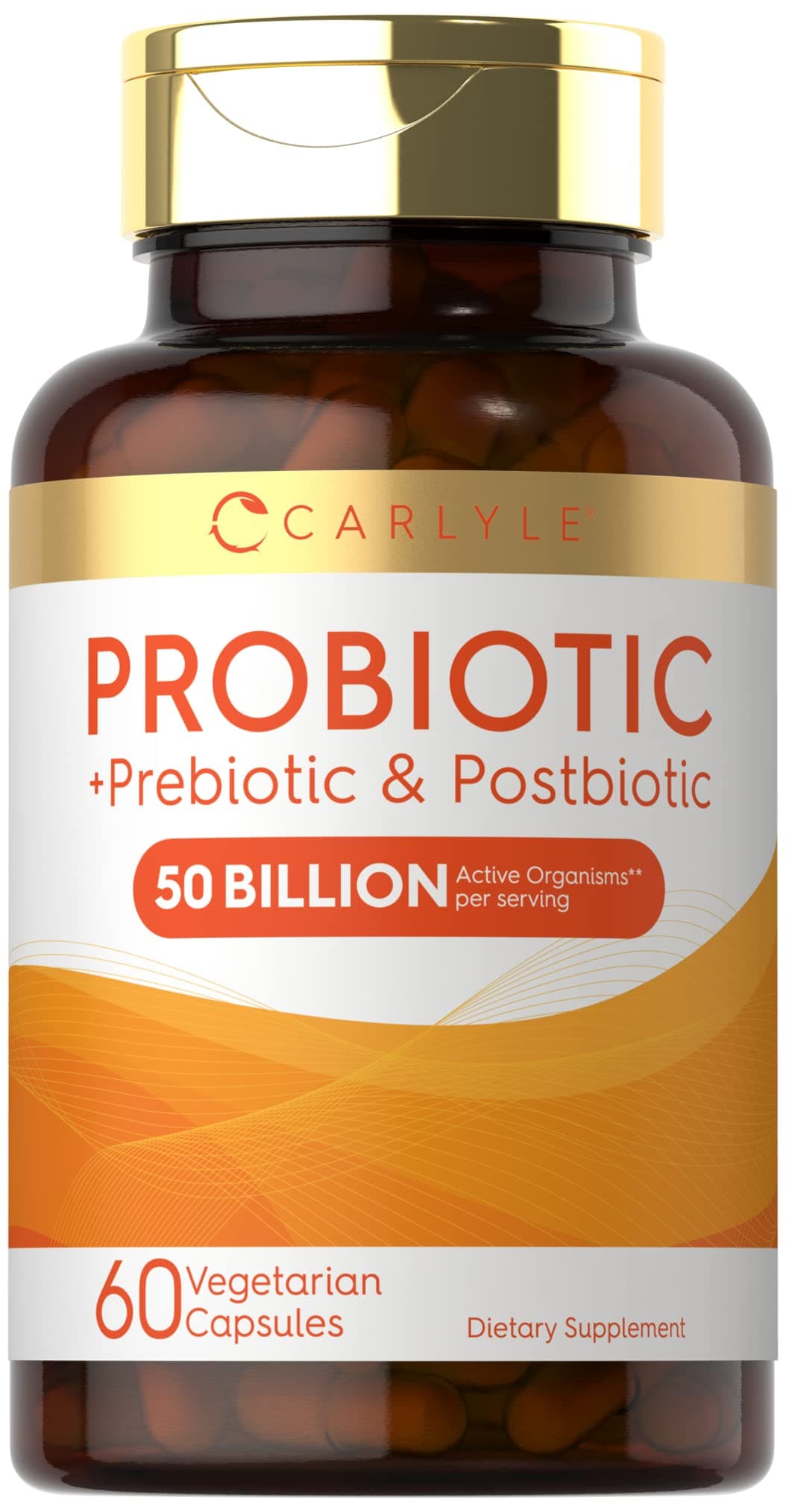 Carlyle Probiotic for Women and Men 50 Billion CFU 60 Capsules Plus Prebiotic and Postbiotic Complex Supplement Vegetarian NonGMO and Gluten Free