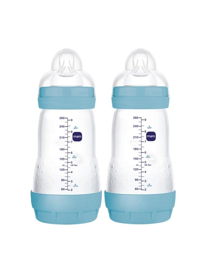 MAM Easy Start Anti-Colic Baby Bottle 9 oz, Medium Flow, Breastfeeding-Like Silicone Nipple Bottle, Reduces Colic, Gas, & Reflux, Easy-to-Clean, BPA-Free, Vented Baby Bottles for Newborns, 2+ Months