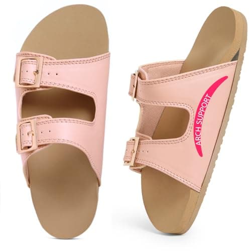 SHAPECRUNCH Orthopedic Sandals with Arch Support, EVA Material, Rubber Sole, Adjustable Strap, Open Toe, Unisex, for Walking (Pink, 8)