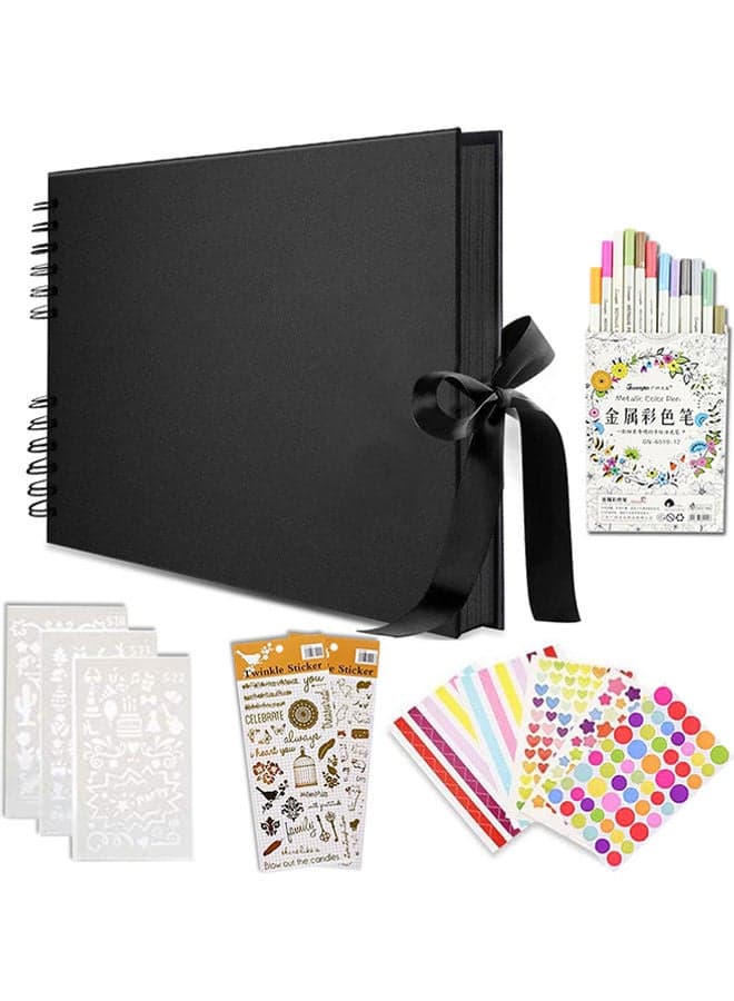 40-Sheets Self Adhesive Photo Album Set Black 21.5x29cm