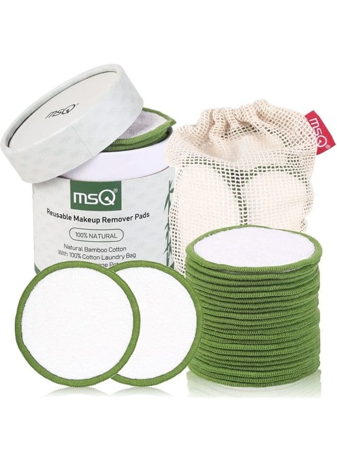 Reusable Makeup Remover Pads (20 Pack) with a Washable Laundry Bag and Round Box for Storage, Reusable Bamboo Cotton Rounds for All Skin Types, Eco-Friendly Reusable Bamboo Cotton Pads