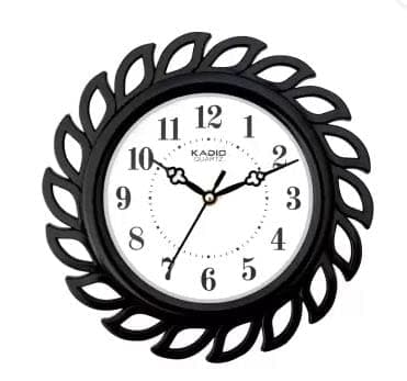 Kadio Analog 24.5 cm X 24.5 cm Wall Clock (Black, with Glass, Standard)
