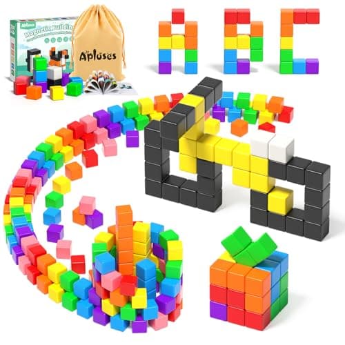 Apluses 54 PCS Magnetic Blocks Magnetic Building Blocks for Toddlers 3 Montessori Toys Magnet Cubes Preschool STEM Educational Sensory Magnet Toys for Kids Ages 35 Year Old Boys and Girls