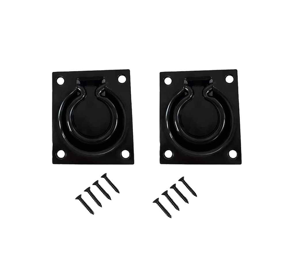 QCAA Heavy Duty Steel Flush Ring Pull 3 x 312 Matte Black 2 Pack Made in Taiwan