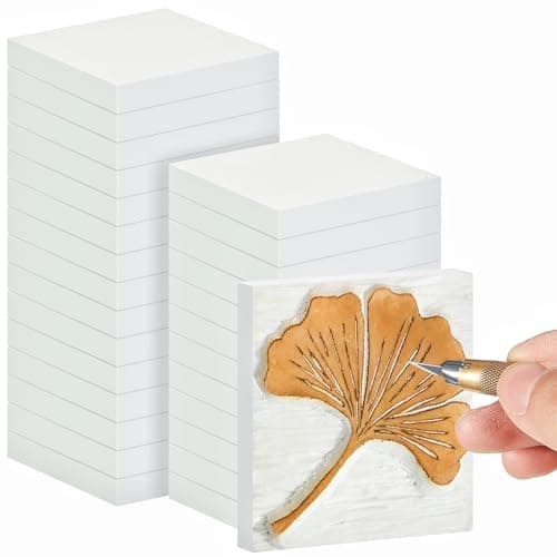Frienda 24 Pcs 2 X 2 Rubber Carving Blocks Linoleum Blocks for Printmaking Stamp Making DIY Crafting Scrapbook Painting Soft and Easy to Carve White