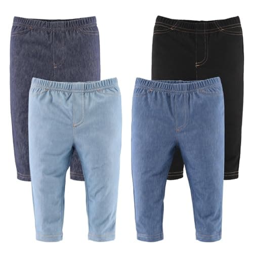 The Peanutshell Baby Boys or Girls Jeggings Set of 4-6-9 Months Size Jeans, Soft and Stretchy Pants, Boy and Girl Leggings, Infant Boy and Toddler Girl Clothes - Denim
