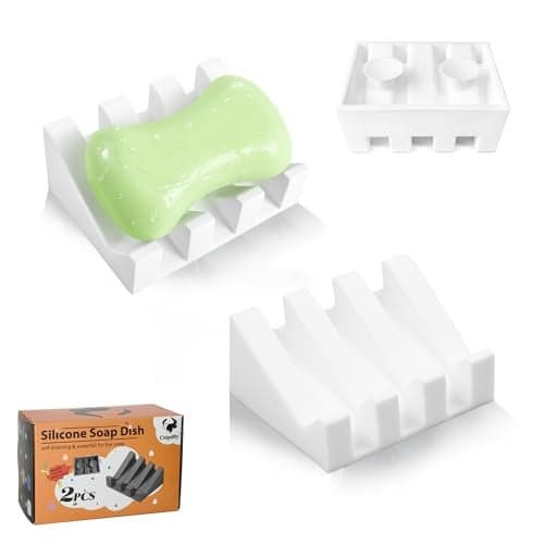 Coipdfty Self Draining Soap DishSilicone Suction Cup Soap Holder Bathroom Soap Dish for Bar SoapCan Extend Soap LifeBathroom Bath Tub Kitchen Sink 2 White