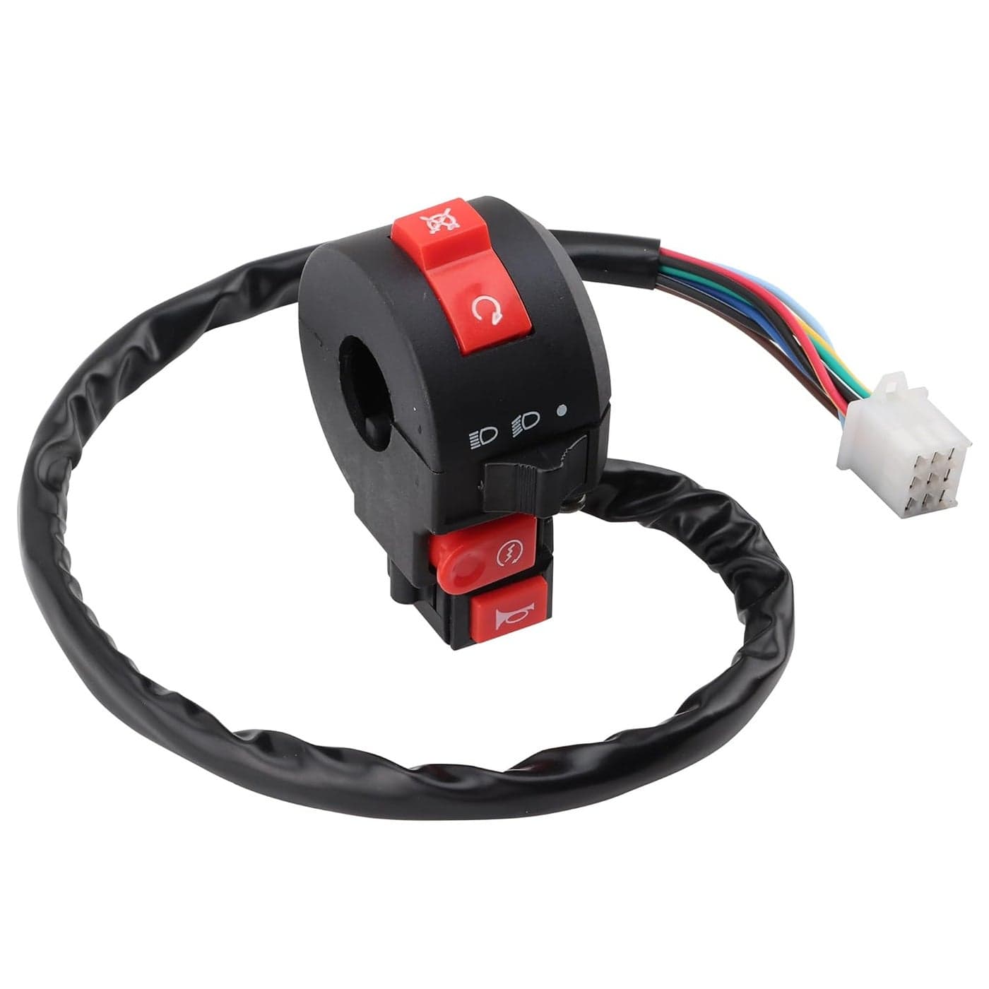 WOOSTAR 7/8" 22mm Handlebar 4 Function Right Start Switch with Horn Button for ATV and Motorcycle